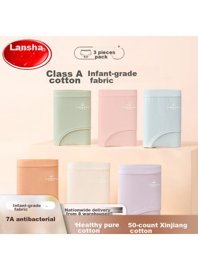 LANG SHA Langsha Women's Underwear, Pure Cotton, Antibacterial Crotch, Class A, Baby Cotton, 7a Grade Antibacterial, Mid-rise, Women's Triangle Panties, Underpants, 3-pack  - Image 2
