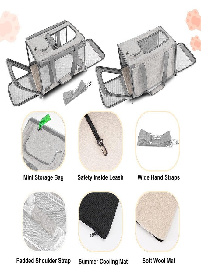 GAPZER Pet Carrier for Large Cat Soft-Sided Animal Traveling Bag for Medium Cat up to 20lbs / Washable Small Dog Puppy 10 lbs Crate Case with Privacy Curtains for Home Outdoor Travel Beige White - Image 3