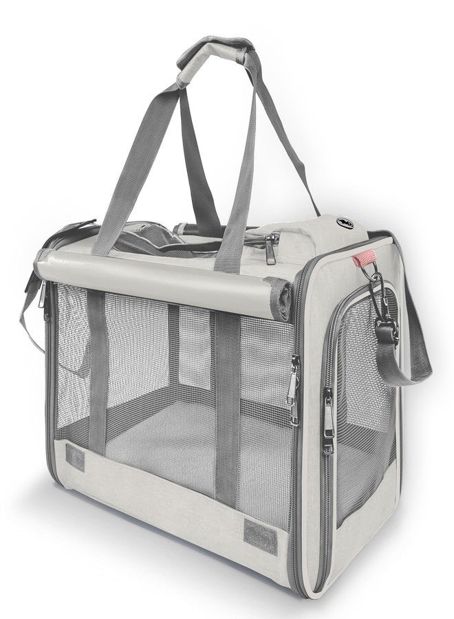 GAPZER Pet Carrier for Large Cat Soft-Sided Animal Traveling Bag for Medium Cat up to 20lbs / Washable Small Dog Puppy 10 lbs Crate Case with Privacy Curtains for Home Outdoor Travel Beige White - Image 1