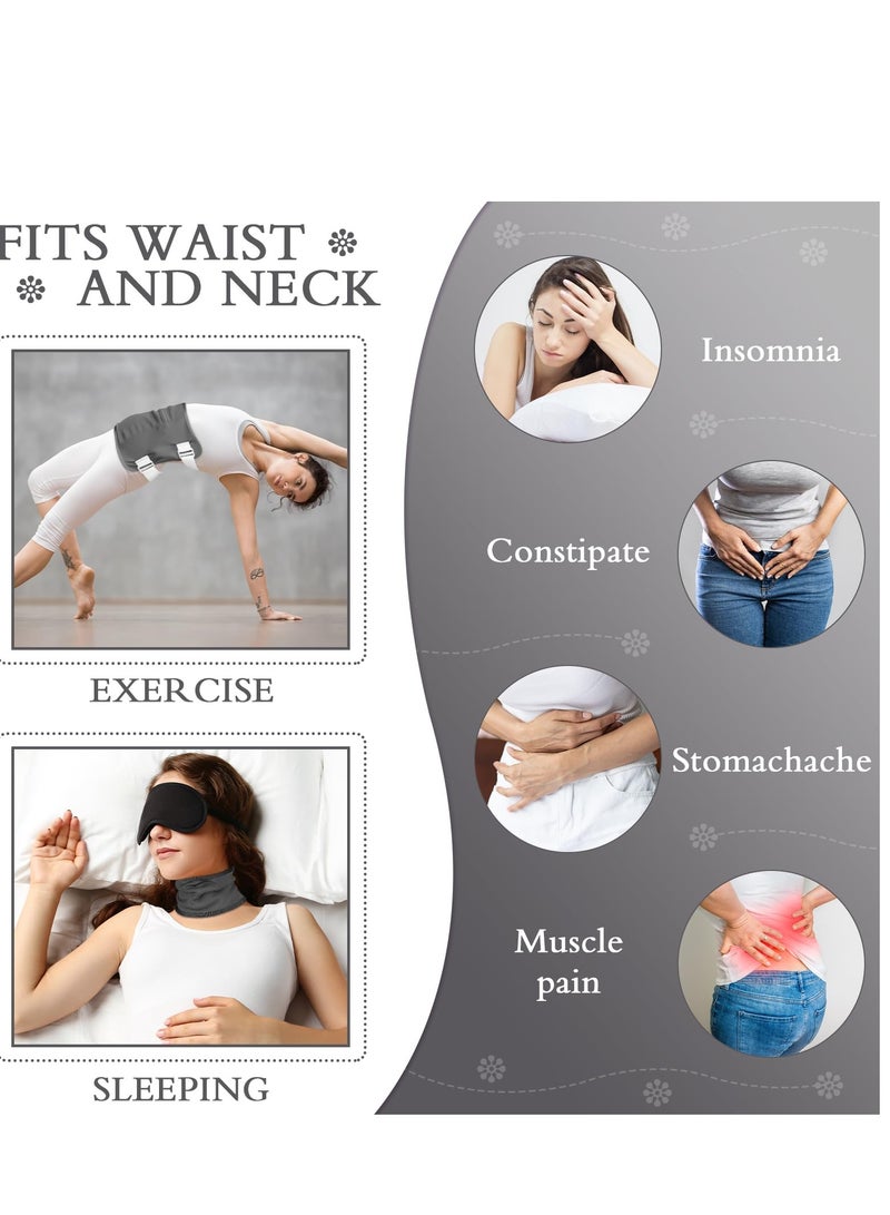 Zikra 8 Pcs Castor Oil Wrap Kit Reusable Castor Oil Pack for Chest, Neck and Liver, Include 2 Waist, 2 Neck and 4  Pads, Adjustable Compress with Storage Bag for Liver Stress (Gray) - Image 5