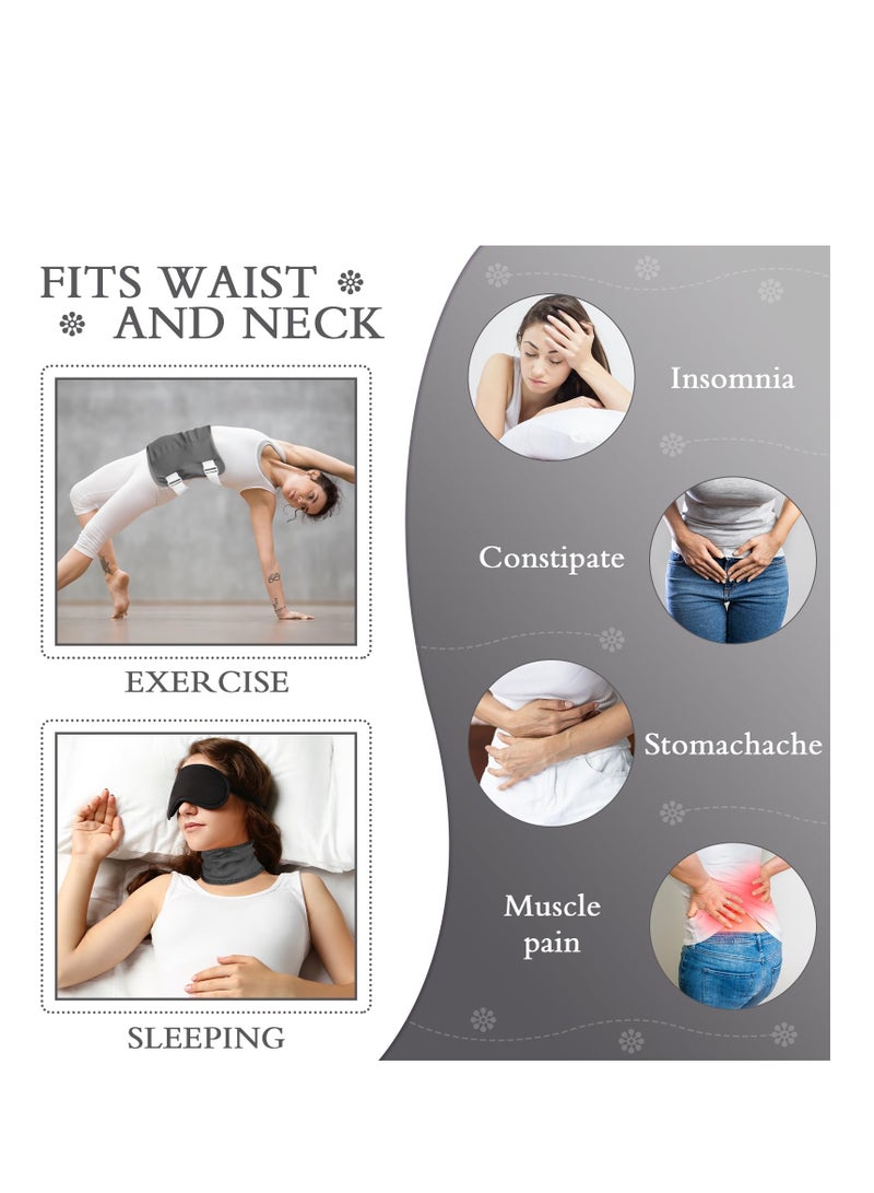 Zikra 8 Pcs Castor Oil Wrap Kit Reusable Castor Oil Pack for Chest, Neck and Liver, Include 2 Waist, 2 Neck and 4  Pads, Adjustable Compress with Storage Bag for Liver Stress (Gray) - Image 4