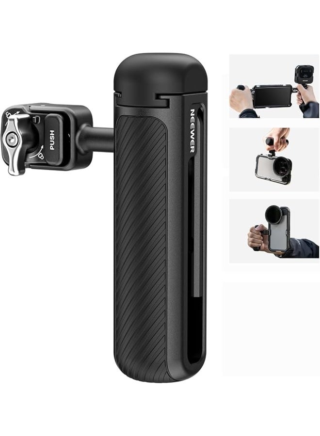 NEEWER Quick Release Side Handle for Phone Cage PA073 PA074 for iPhone 16 Pro/16 Pro Max, PA042 for Samsung S24 Ultra, with Covered Cold Shoe, Anti Off Pin, Silver Lock, PA045S - Image 1