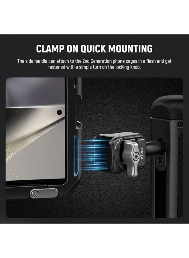 NEEWER Quick Release Side Handle for Phone Cage PA073 PA074 for iPhone 16 Pro/16 Pro Max, PA042 for Samsung S24 Ultra, with Covered Cold Shoe, Anti Off Pin, Silver Lock, PA045S - Image 3