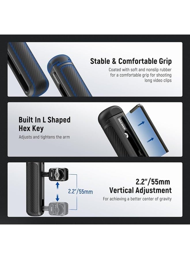 NEEWER Quick Release Side Handle for Phone Cage PA073 PA074 for iPhone 16 Pro/16 Pro Max, PA042 for Samsung S24 Ultra, with Covered Cold Shoe, Anti Off Pin, Silver Lock, PA045S - Image 5