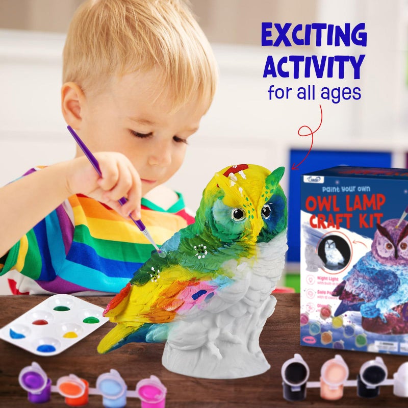LAOESE Paint Your Own Owl Lamp Kit, Art Supplies Arts & Crafts Kit, Painting kit for Kids 6-12, Arts and Crafts for Kids Ages 8-12, Toys Girls Boy Birthday Gift Ages 3 4 5 6 7 8 9 10 11 12+ - Image 2