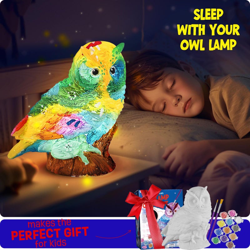 LAOESE Paint Your Own Owl Lamp Kit, Art Supplies Arts & Crafts Kit, Painting kit for Kids 6-12, Arts and Crafts for Kids Ages 8-12, Toys Girls Boy Birthday Gift Ages 3 4 5 6 7 8 9 10 11 12+ - Image 5