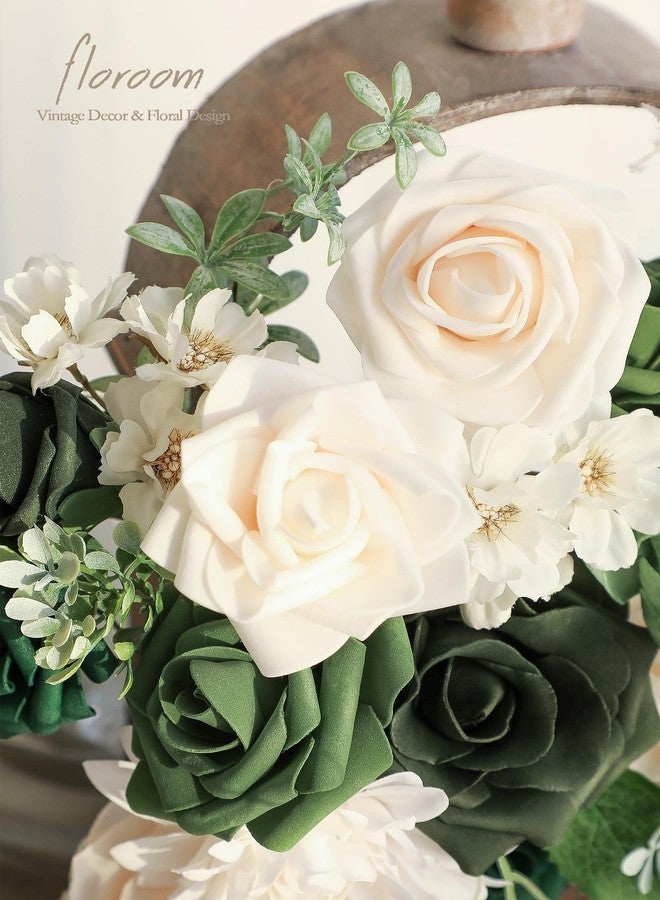Floroom مجموعة زهور صناعية من فلوروم، تتضمن أزهارًا باللون الأخضر الزيتوني، والوردي الكريمي والأبيض، والفاوانيا، والداليا، والخضرة، مثالية لتزيين باقات الزفاف، وقطع الزينة المركزية لحفلات توديع العزوبية، وتنسيقات الزهور، وطاولات الحفلات، وتزيين المنزل. - Image 5