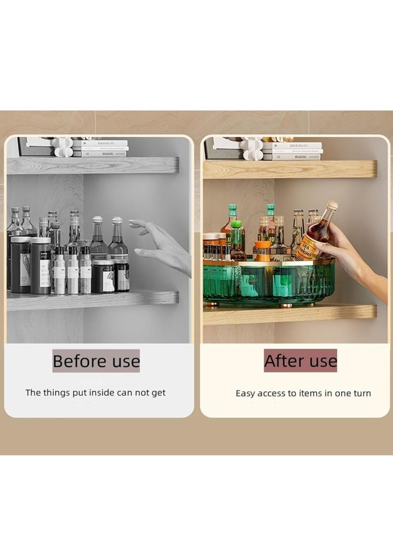 الواحة-TH رف توابل دوار 360 درجة، منظم رف توابل دوار لمستحضرات التجميل، منظم رف توابل دوار لخزانة المطبخ، منظم رف توابل دوار لخزانة المؤن - Image 3