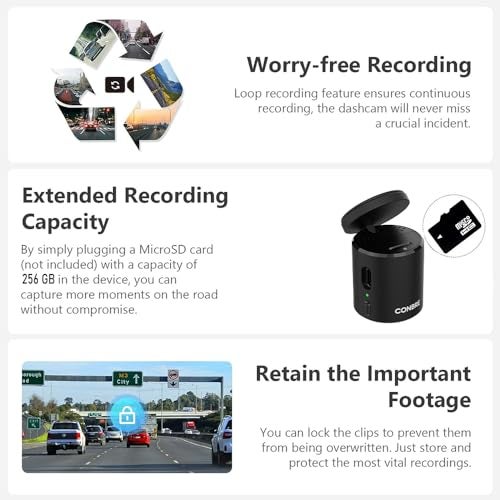 Conbre Blackbox 2MP Wide Angel Full HD Dash Car Dash Camera | 360 Rotatable | Super Capacitor | WiFi | Emergency Recording | Easy DIY Set Up | Upto 256GB SD Card (Jet Black) - Image 5