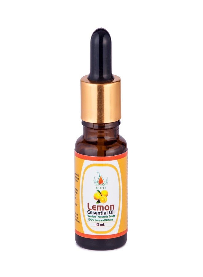 KUNJ Lemon Essential Oil (Citrus limon) 10ML - 100% Pure & Natural, Undiluted, Steam Distilled - Therapeutic Grade Oil for Skin Care, Hair, Scalp & Aromatherapy - Image 1