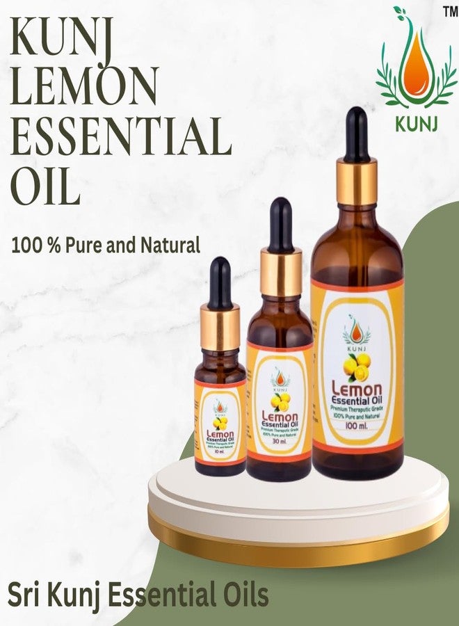 KUNJ Lemon Essential Oil (Citrus limon) 10ML - 100% Pure & Natural, Undiluted, Steam Distilled - Therapeutic Grade Oil for Skin Care, Hair, Scalp & Aromatherapy - Image 3