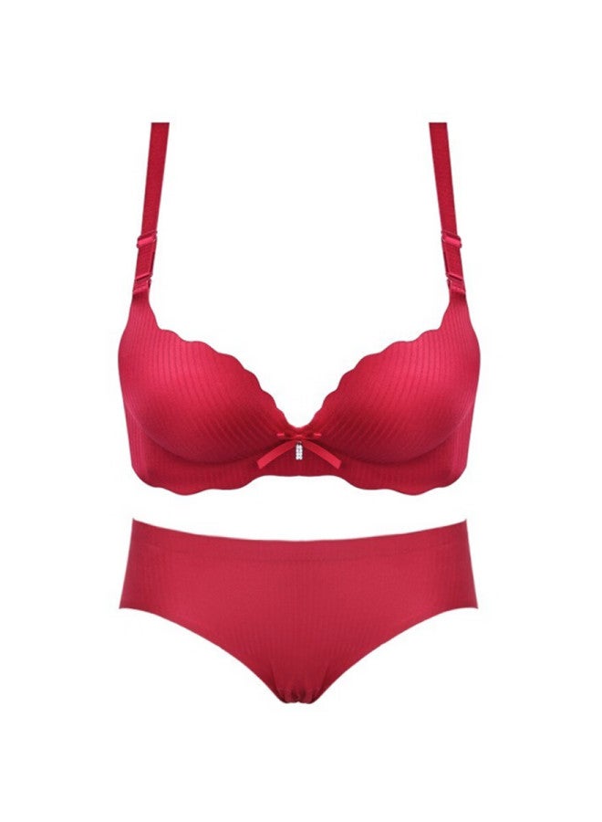 Kj Women's Zodiac Year Seamless Small Bust Push-up Enlarging Red Bra Set Gift Box - Image 5