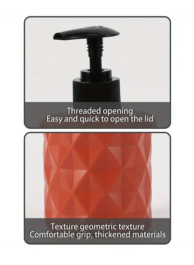 سويس كانتون موزع صابون بلاستيكي فاخر بتصميم نوردك – 15 سم، موزع صابون يدوي ومعقم مع مضخة، تصميم عصري باللونين الأسود والبرتقالي، زجاجة صابون سائلة قابلة لإعادة التعبئة للاستخدام في الحمام والمطبخ، متين وسهل الاستخدام - Image 4