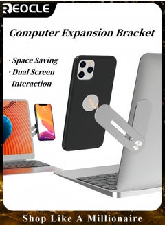 REOCLE Laptop Phone Holder Computer Monitor Expansion Bracket Laptop & Desktop Monitor Side Mount Phone Holder Slim Portable Foldable Smartphone Stand Compatible with Any Phone  - Image 1
