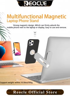 REOCLE Laptop Phone Holder Computer Monitor Expansion Bracket Laptop & Desktop Monitor Side Mount Phone Holder Slim Portable Foldable Smartphone Stand Compatible with Any Phone  - Image 3