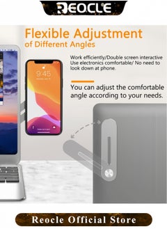 REOCLE Laptop Phone Holder Computer Monitor Expansion Bracket Laptop & Desktop Monitor Side Mount Phone Holder Slim Portable Foldable Smartphone Stand Compatible with Any Phone  - Image 4