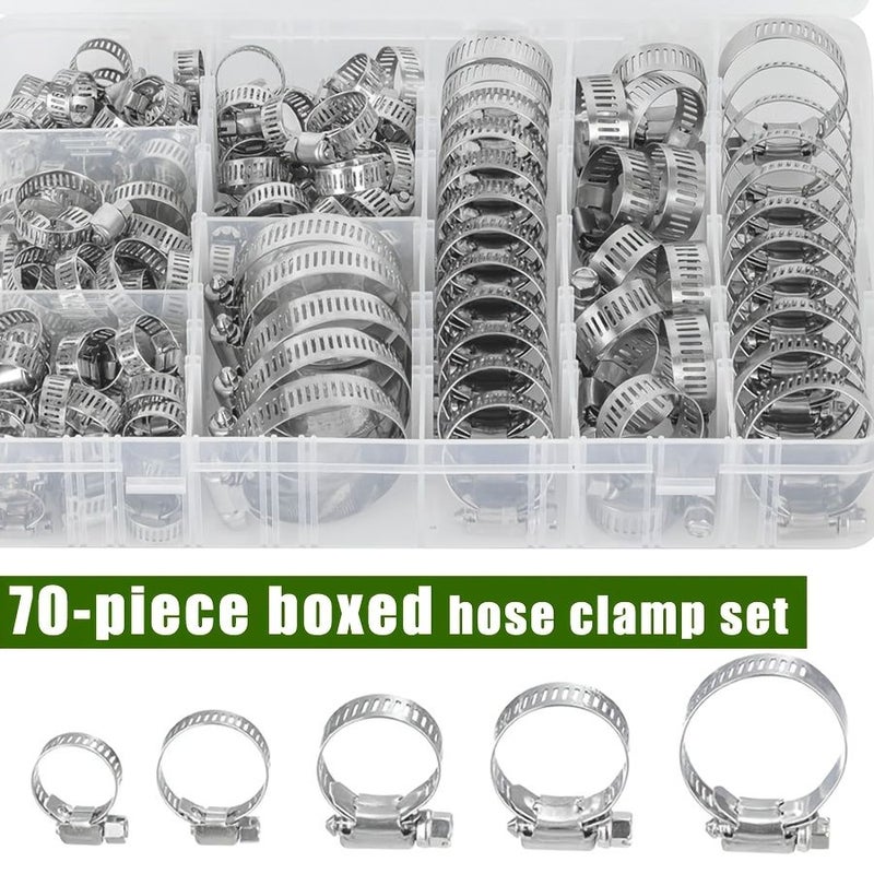 70pcs Hose Clamp Box Set Fixed Retaining Ring Hand Tool Kit For Pipe Maintenance - Image 1