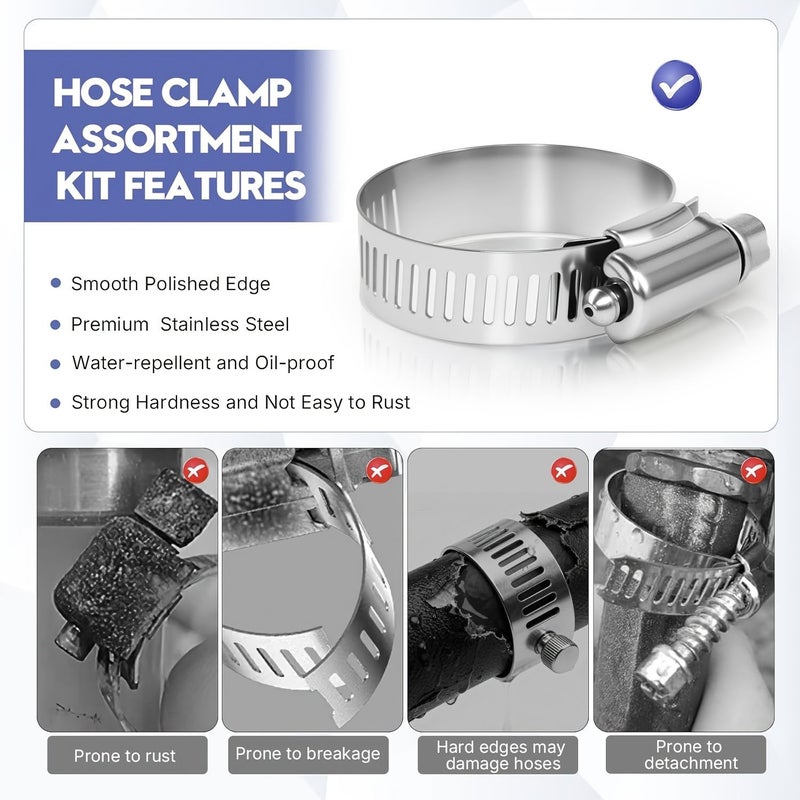 70pcs Hose Clamp Box Set Fixed Retaining Ring Hand Tool Kit For Pipe Maintenance - Image 3
