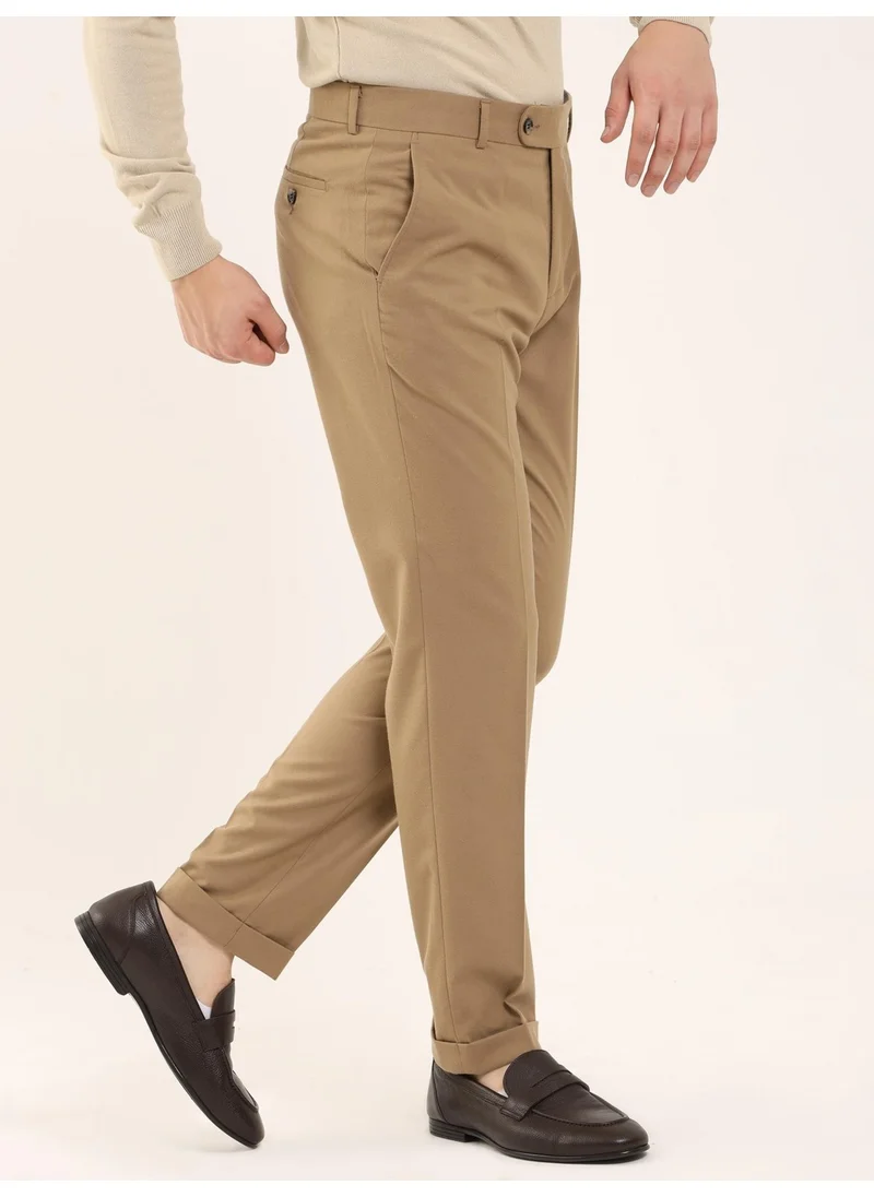 Dufy Camel Men's Regular Fit Trousers