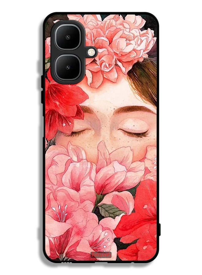 Tolwak Infinix Smart 10 Protective Case Cover Girl Face Hide In Flowers Art