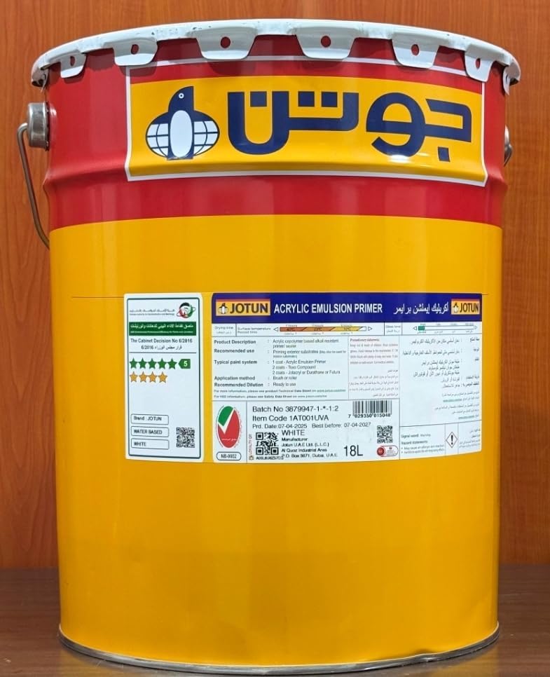 Jotun Acrylic Emulsion Primer, White, 18L, Water-Based Alkali Resistant - Image 1