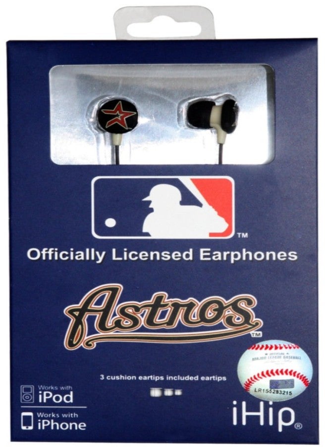iHip MLF10169HOU MLB Houston Astros Printed Ear Buds, Red/Gold - Image 3