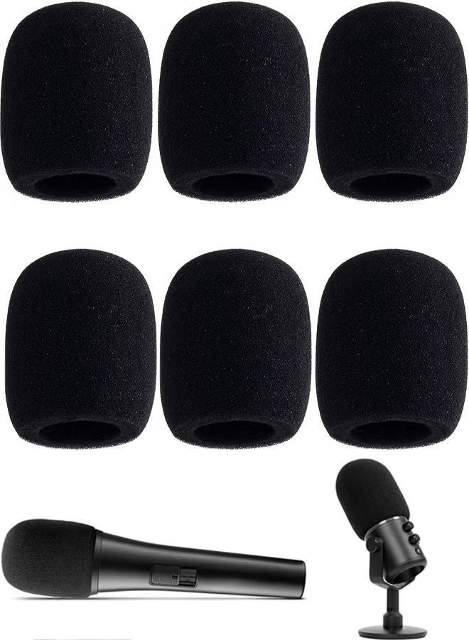 Microphone Cover, 6 Pcs High Density Thickened Microphone Windscreens, Foam Mic covers for Most Standard Handheld Microphone (Black) - Image 1