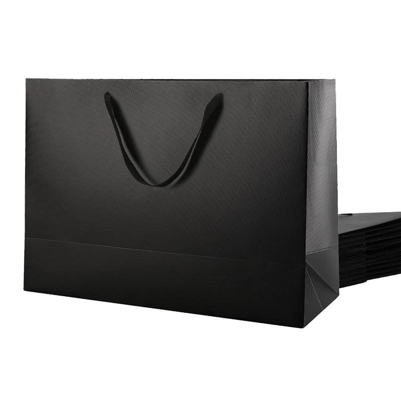 MALICPLUS 12 Extra Large Gift Bags 16x6x12 Inches Luxury Matte Black Large Gift Bags with Handles for Fathers Day or All Occasions Grain Textured Finish