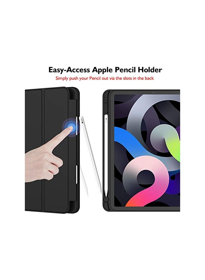 DUSALA iPad Air 11 Inch Case M3(2025) / M2 (2024), iPad Air 5th/4th Generation Case 2022/2020 10.9 Inch with Pencil Holder,Trifold Stand Smart Case with Soft TPU Back(Black) - Image 3