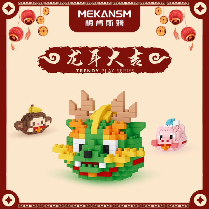 Mekensham Dragon Year Gift Twelve Zodiac Small Particle Building Blocks Toy Faucet Desktop Decoration - Image 3