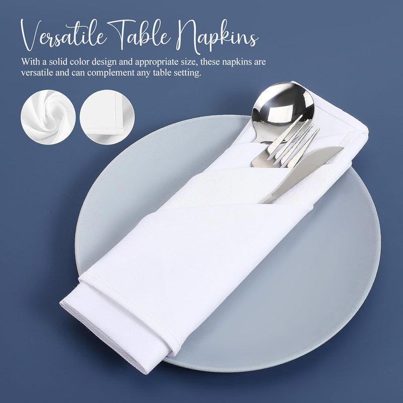 SHOWERORO Cotton Cloth Napkins Reusable White Dinner Napkins 50x50 Cm Thickened 5pcs Set for Wedding Party Buffet Lunch Table Use - Image 3