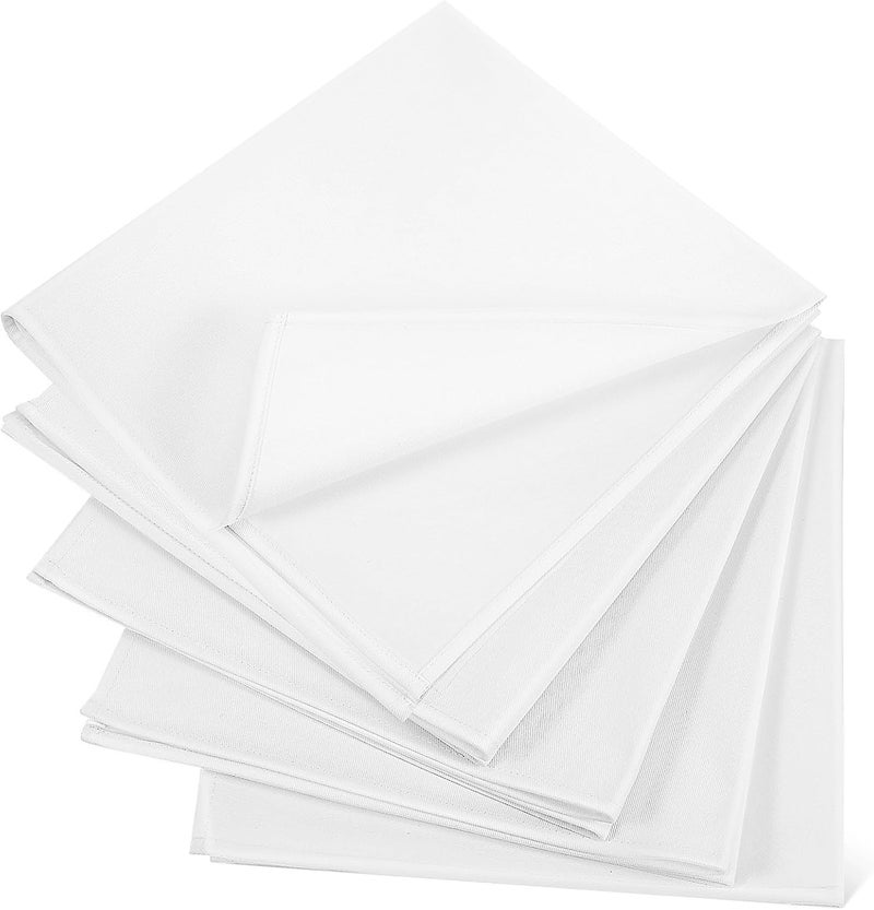SHOWERORO Cotton Cloth Napkins Reusable White Dinner Napkins 50x50 Cm Thickened 5pcs Set for Wedding Party Buffet Lunch Table Use - Image 1