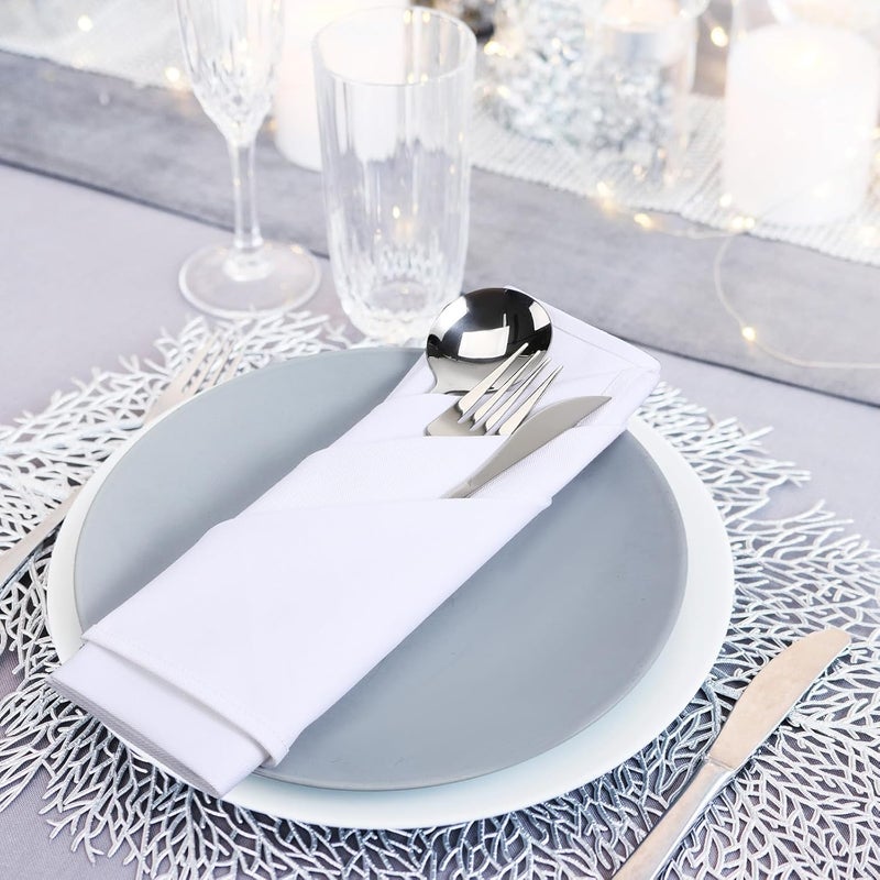 SHOWERORO Cotton Cloth Napkins Reusable White Dinner Napkins 50x50 Cm Thickened 5pcs Set for Wedding Party Buffet Lunch Table Use - Image 5