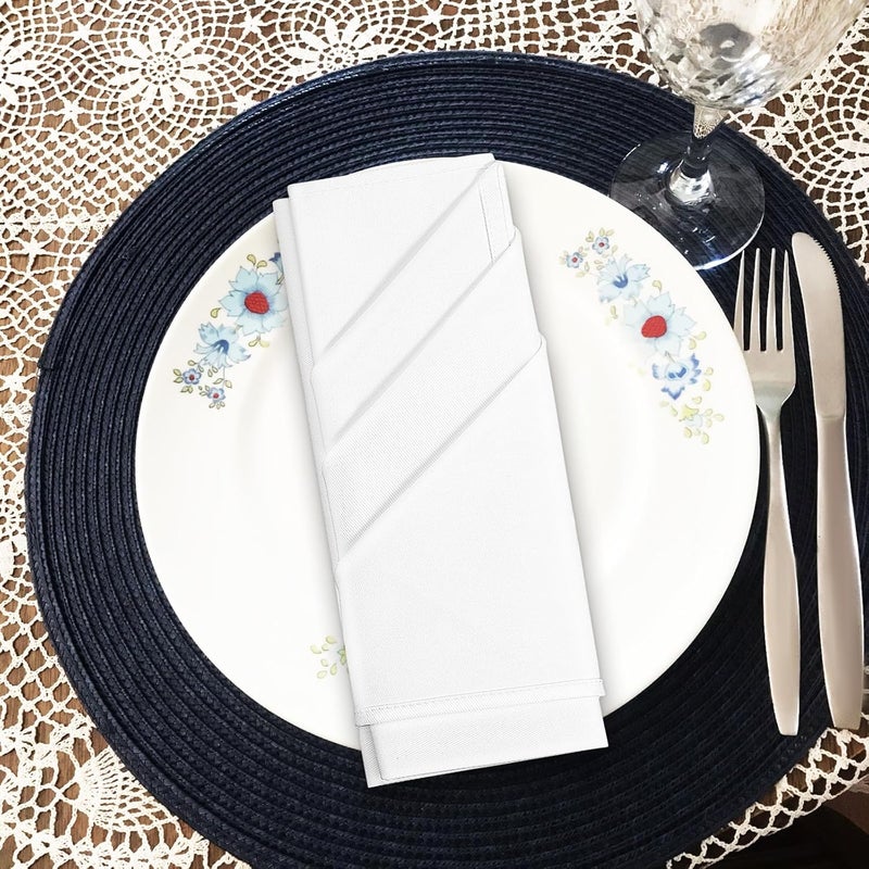 SHOWERORO Cotton Cloth Napkins Reusable White Dinner Napkins 50x50 Cm Thickened 5pcs Set for Wedding Party Buffet Lunch Table Use - Image 4