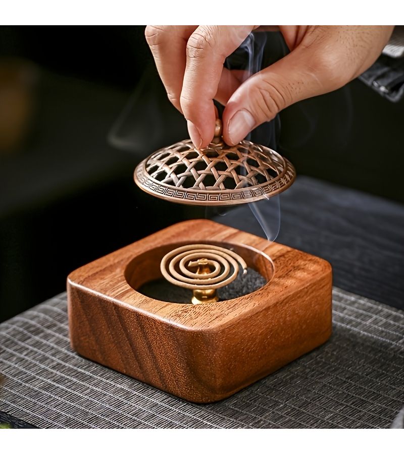 Solid Handcrafted Hardwood Square Incense Burner for Meditation Tea Ceremony - Image 4