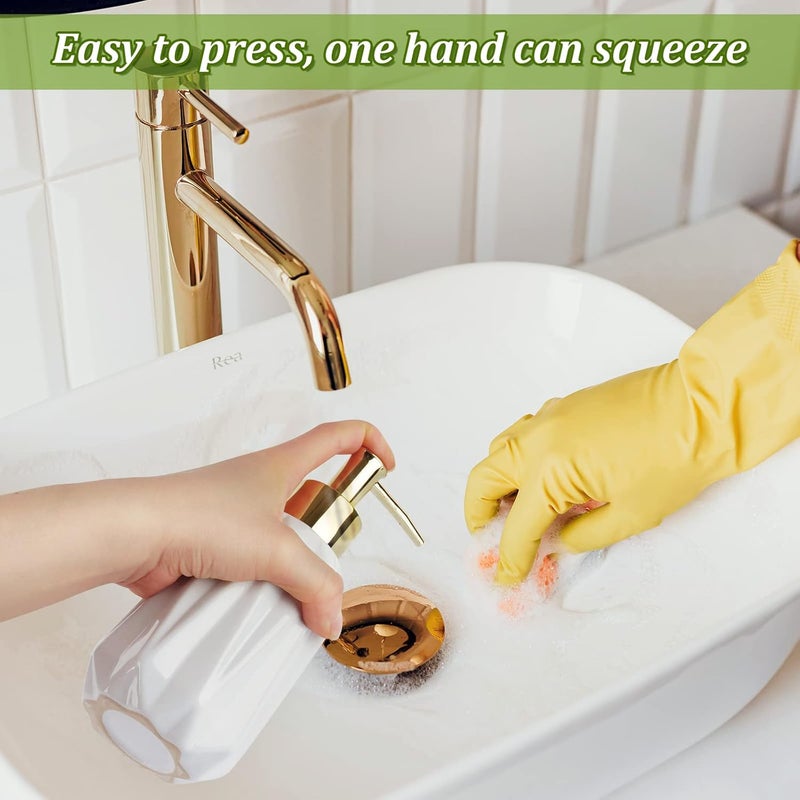 Natheeph Dish Soap Dispenser, Hand Soap Dispenser Ceramic Bottle, Refillable Liquid Great for Kitchen Dish Soap, Hand Soap, Essential Oil & Lotion (New White) - Image 5