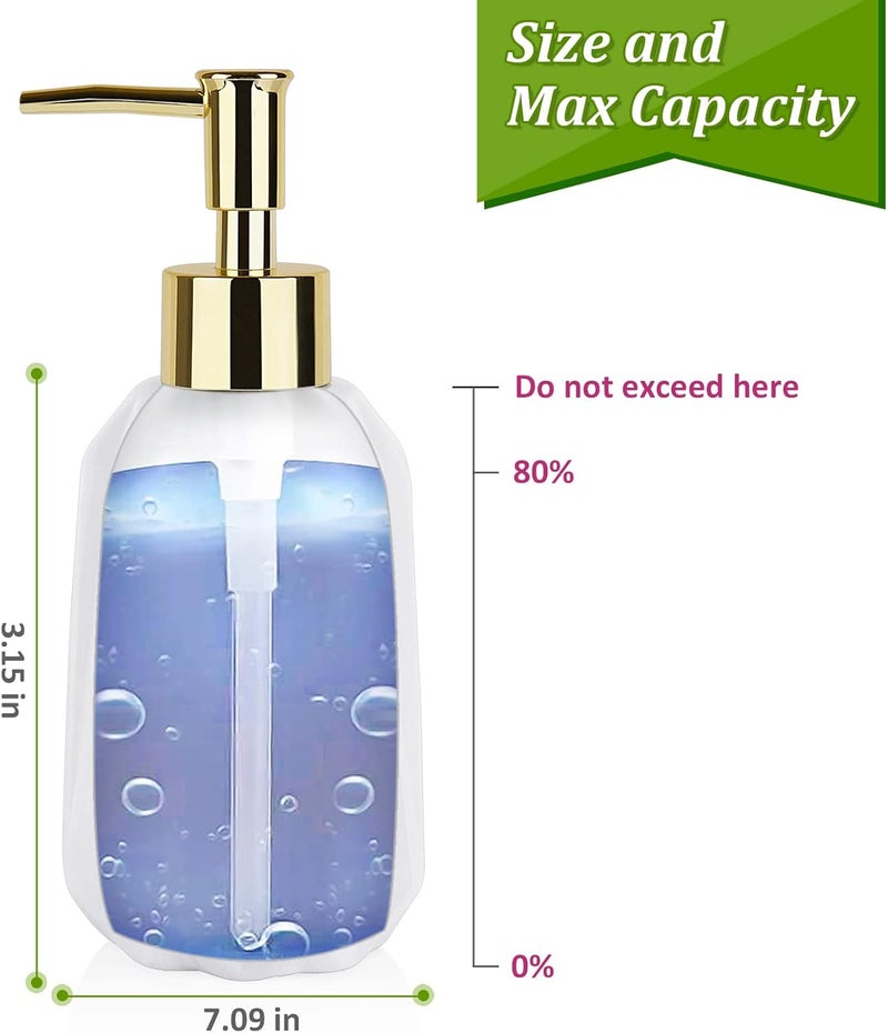 Natheeph Dish Soap Dispenser, Hand Soap Dispenser Ceramic Bottle, Refillable Liquid Great for Kitchen Dish Soap, Hand Soap, Essential Oil & Lotion (New White) - Image 2