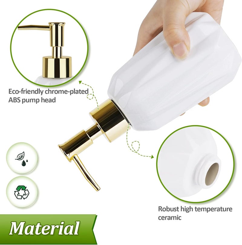 Natheeph Dish Soap Dispenser, Hand Soap Dispenser Ceramic Bottle, Refillable Liquid Great for Kitchen Dish Soap, Hand Soap, Essential Oil & Lotion (New White) - Image 3