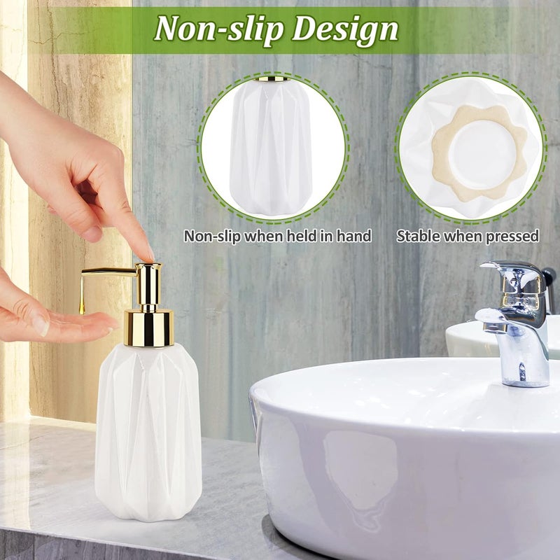 Natheeph Dish Soap Dispenser, Hand Soap Dispenser Ceramic Bottle, Refillable Liquid Great for Kitchen Dish Soap, Hand Soap, Essential Oil & Lotion (New White) - Image 4