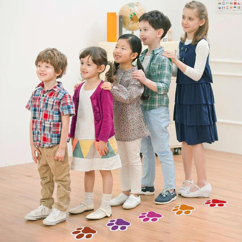 Fowecelt 58 Pcs 4 Inch Classroom Floor Dog Paw Dots Floor Stickers, Multicolor Classroom Spots Markers Line Up Self Adhesive Vinyl Stickers for Preschool and Kindergarten Elementary Teachers Kids - Image 5