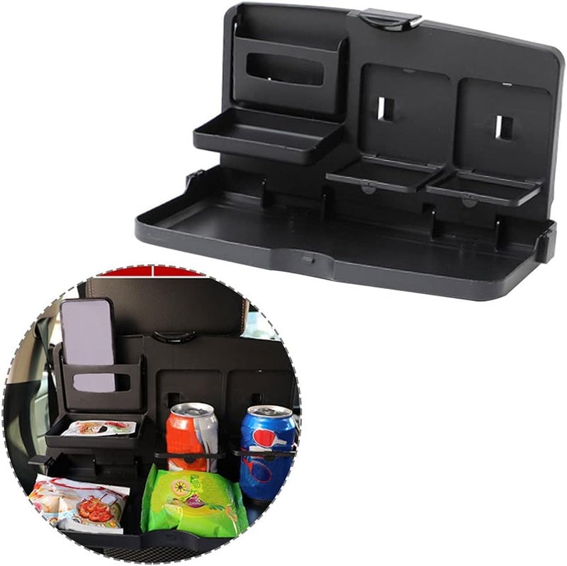 AutoBizarre Car Back Seat Food Tray Table Organizer Back Seat Mounted Foldable Dining Table Multi-Functional Portable Snack Tray with Water Cup Bottle Holder Phone Holder Universal for All Cars - Image 2