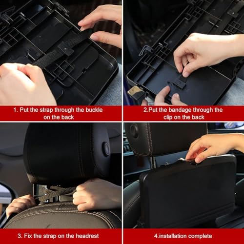 AutoBizarre Car Back Seat Food Tray Table Organizer Back Seat Mounted Foldable Dining Table Multi-Functional Portable Snack Tray with Water Cup Bottle Holder Phone Holder Universal for All Cars - Image 5