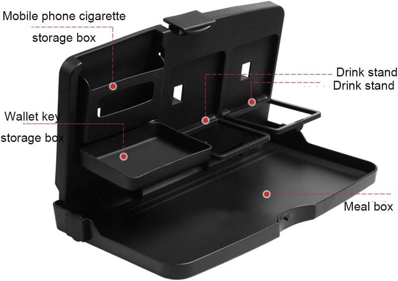 AutoBizarre Car Back Seat Food Tray Table Organizer Back Seat Mounted Foldable Dining Table Multi-Functional Portable Snack Tray with Water Cup Bottle Holder Phone Holder Universal for All Cars - Image 3