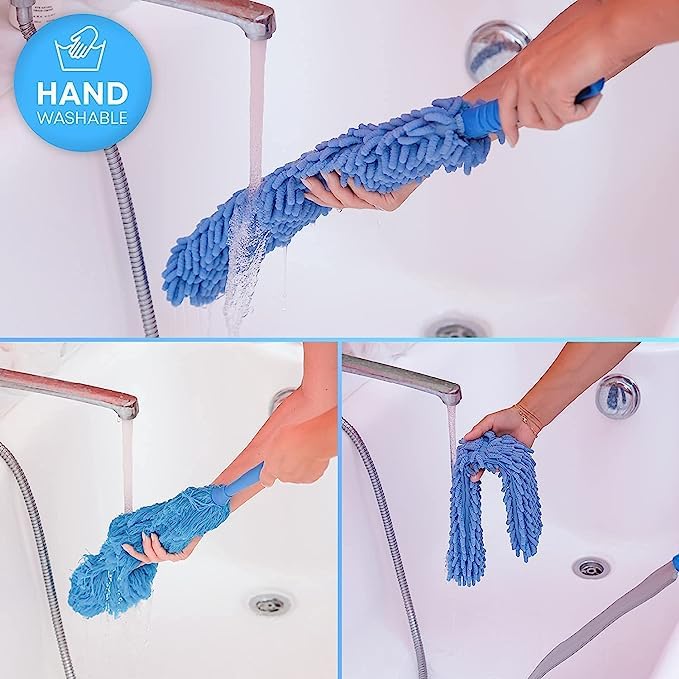 HUBTURE Flexible Bending Head Microfiber Fan Cleaning Duster Fan Mop Cleaning Brush with Long Expandable Washable Rod for Ceiling Fans, Kitchen, Window Blinds, Spider Webs, Car (Multicolor) - Image 5