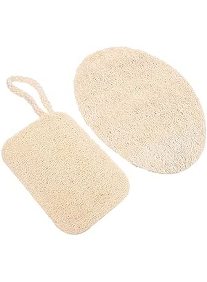 Natural Loofah Dish Scrubber Brush 2Pcs Double Layer Oval Rectangular Kitchen Cleaning - Image 1