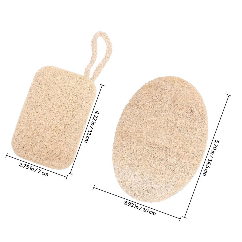 Natural Loofah Dish Scrubber Brush 2Pcs Double Layer Oval Rectangular Kitchen Cleaning - Image 3