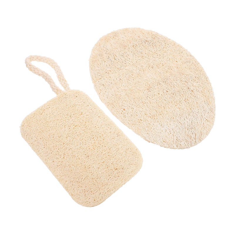 Natural Loofah Dish Scrubber Brush 2Pcs Double Layer Oval Rectangular Kitchen Cleaning - Image 2
