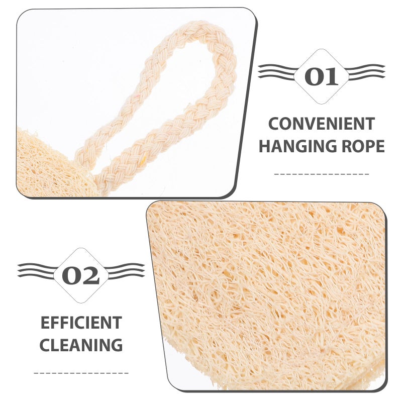 Natural Loofah Dish Scrubber Brush 2Pcs Double Layer Oval Rectangular Kitchen Cleaning - Image 4