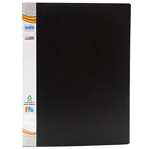 Solo 2-D A4 Ring Binder File Folder, Office Document Organizer with Inside Pocket, Presentation Display Plastic File for Certificates, Portfolio, Papers & Projects (1, Black) - Image 1