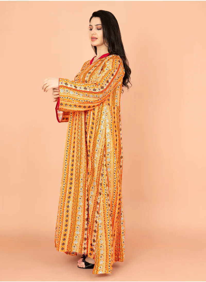 IKKXA Elegant Patterns Collared Jalabiya IN028